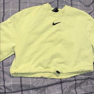 Nike yellow long sleeve crop hoodie